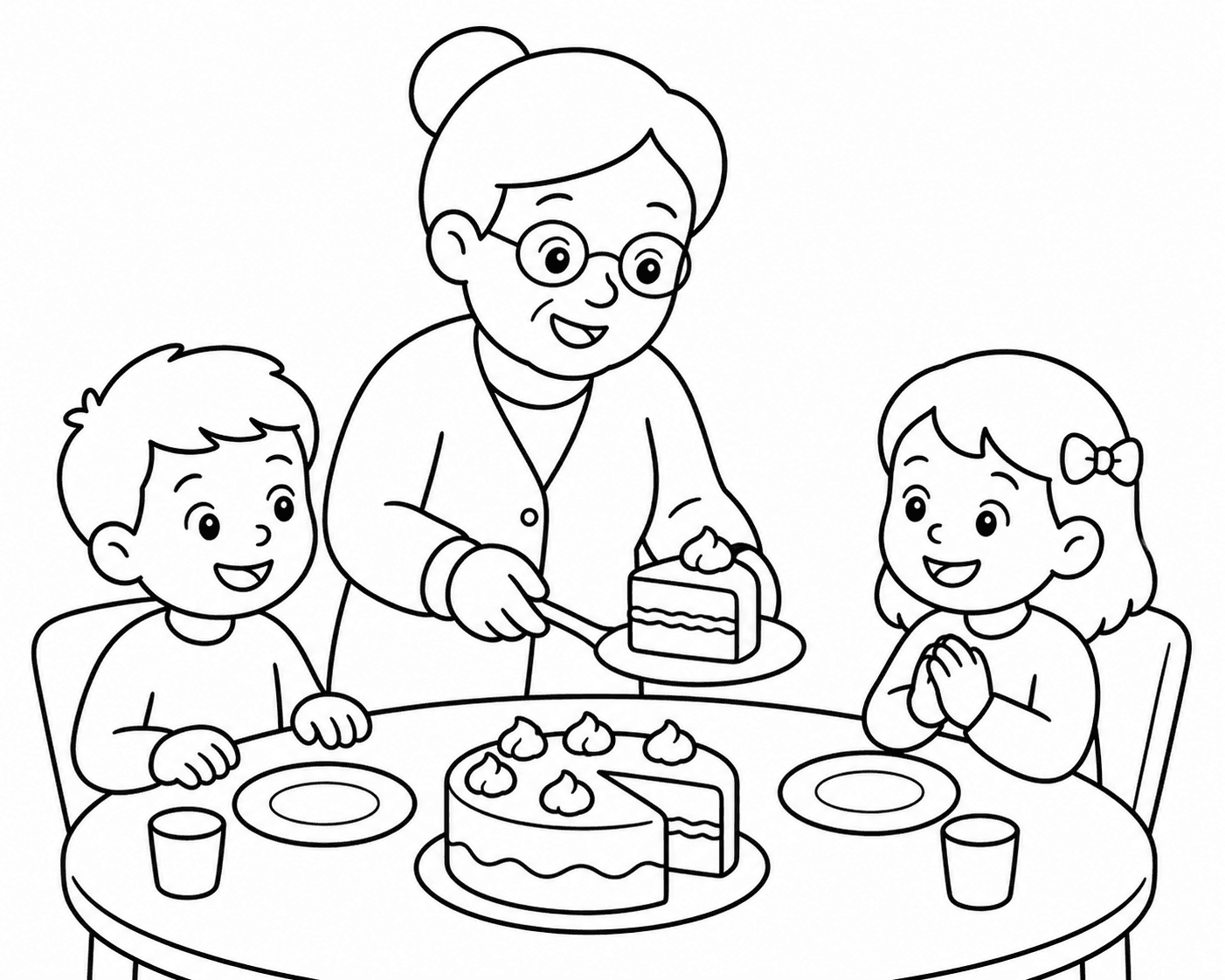 Goûter familial transformé en page de coloriage