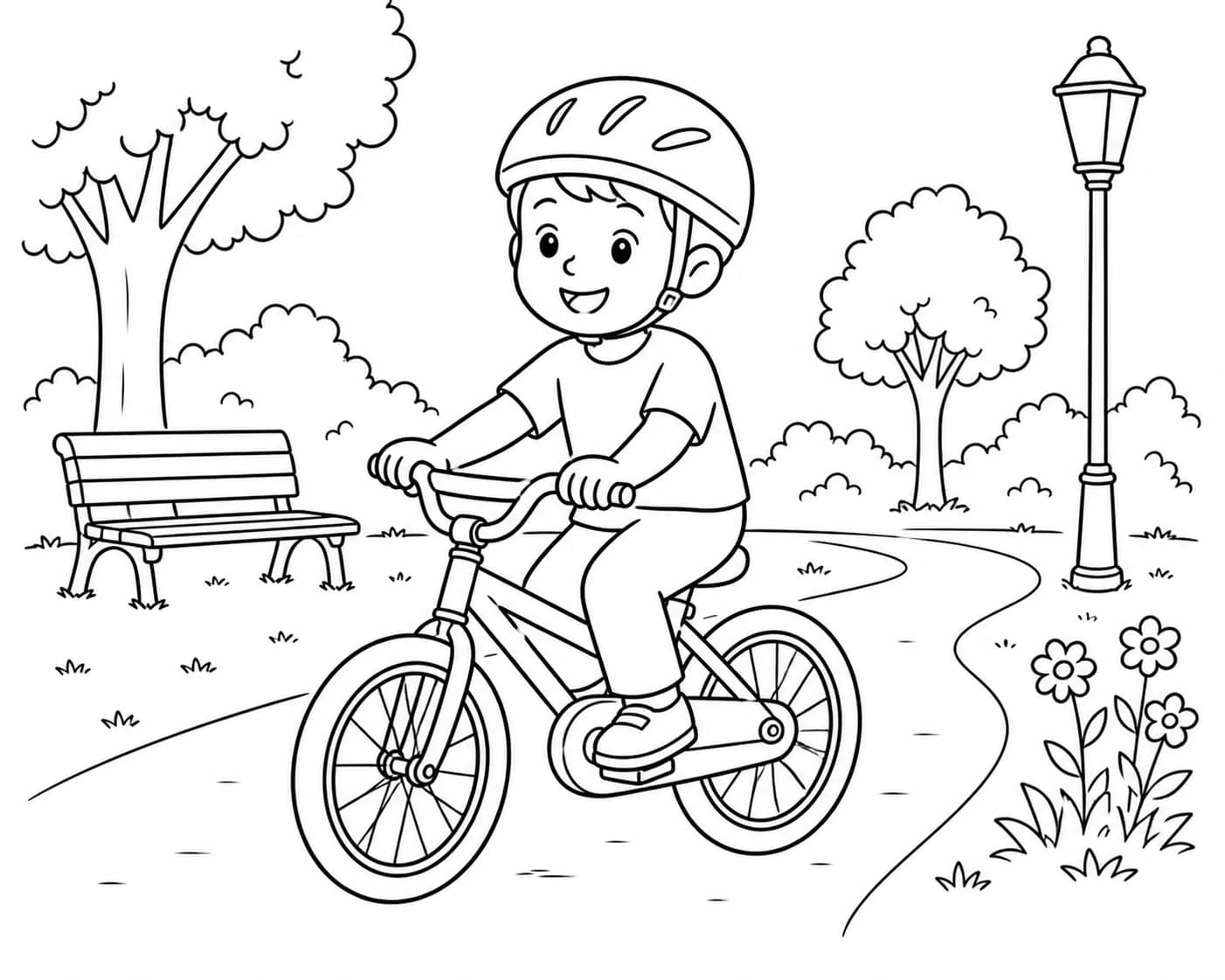 Child on a bike or in a sport activity, rendered as line art