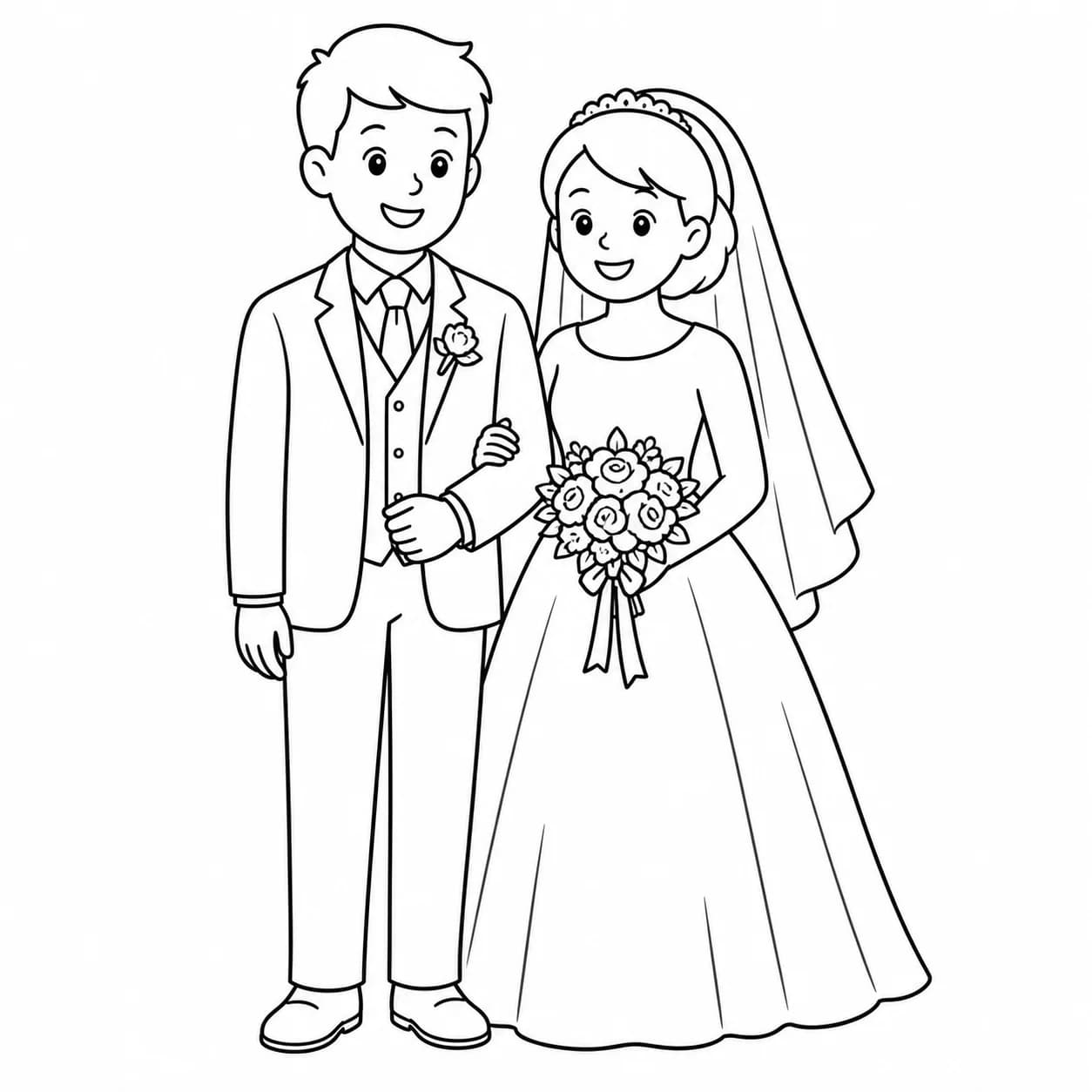 Wedding photo of the parents turned into line art