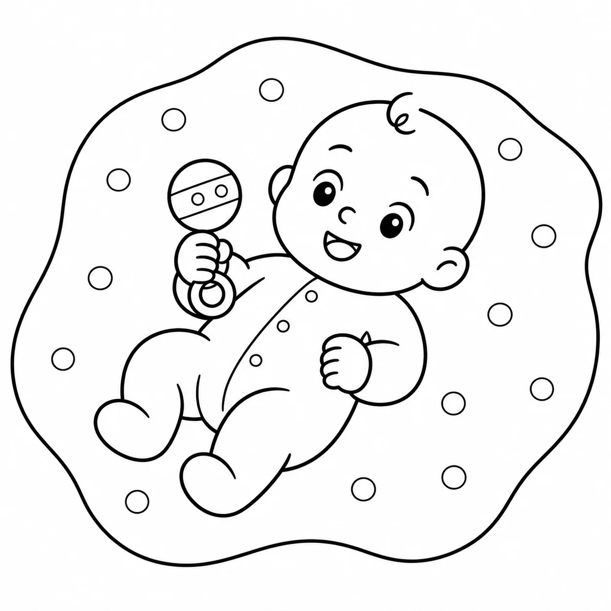 Photo of the older sibling as a baby, turned into a coloring page