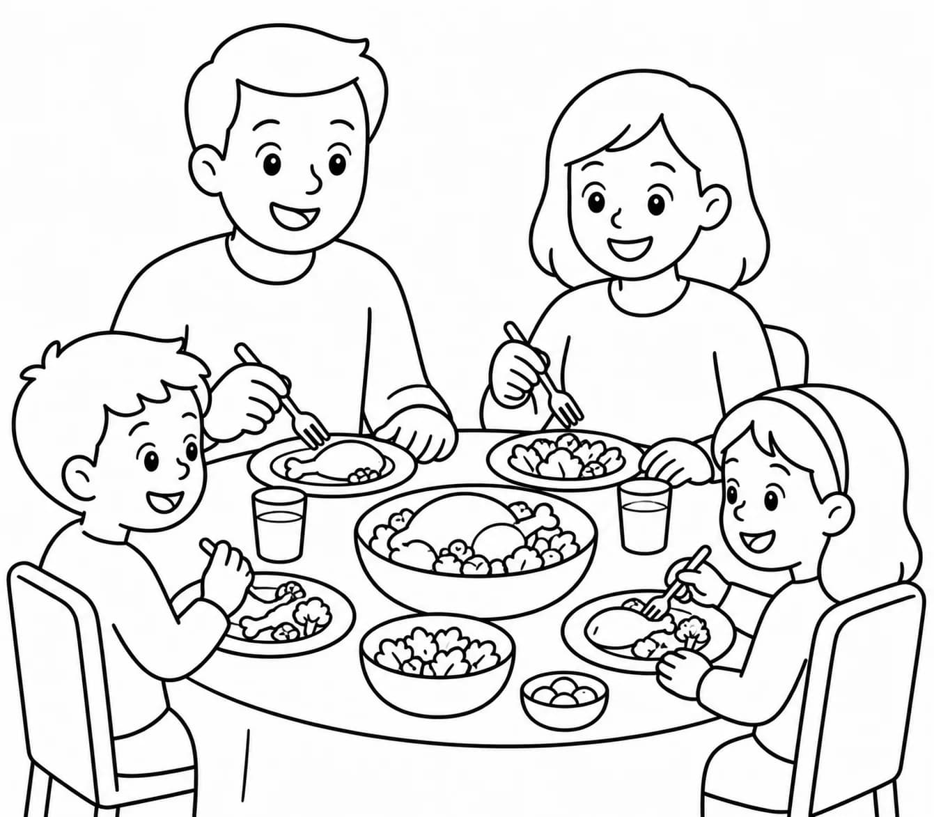 Cousins and grandparents reunited, turned into a coloring page